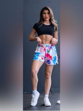 YOUNGLA 141 THE BLOCK PARTY SHORTS In Color Splash Size Small